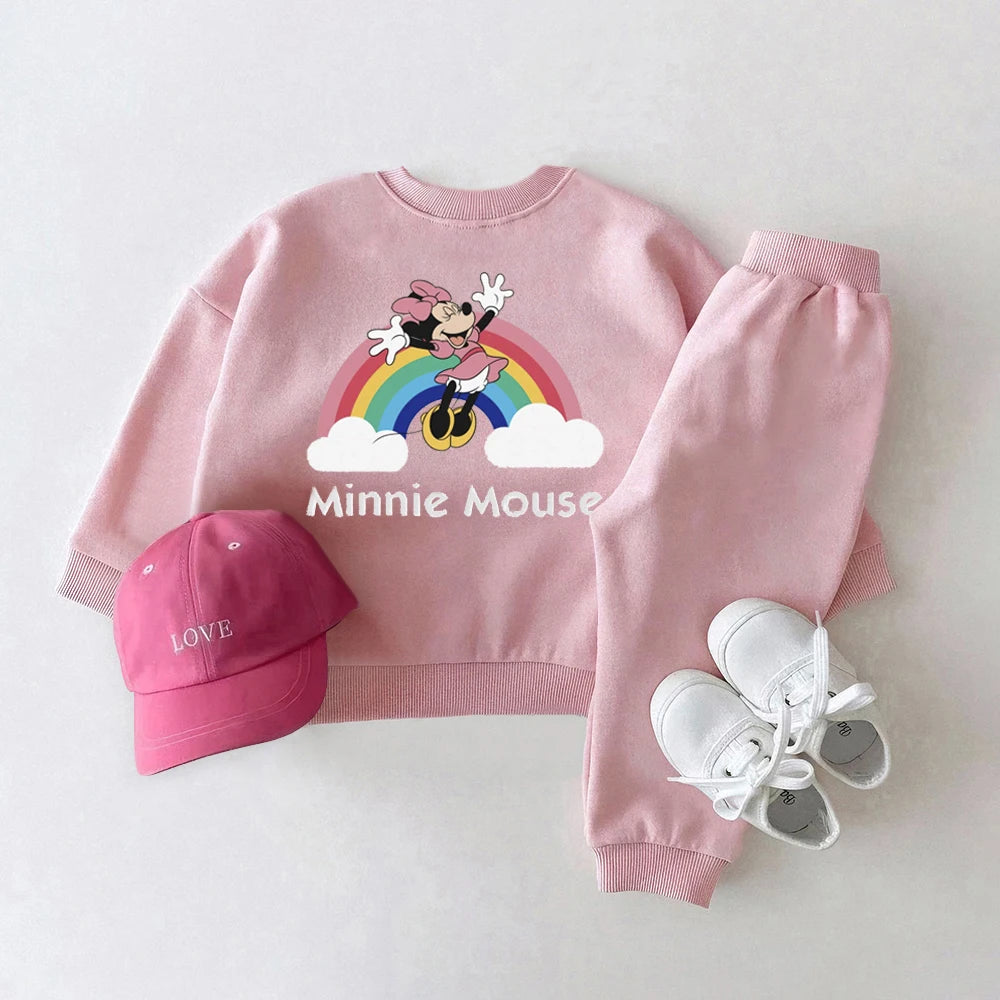 Mickey 2Pcs Baby Boy Clothes Set Disney Casual Long Sleeve Sweatshirts Outfits For Child Spring Autumn Toddler Kids Clothes