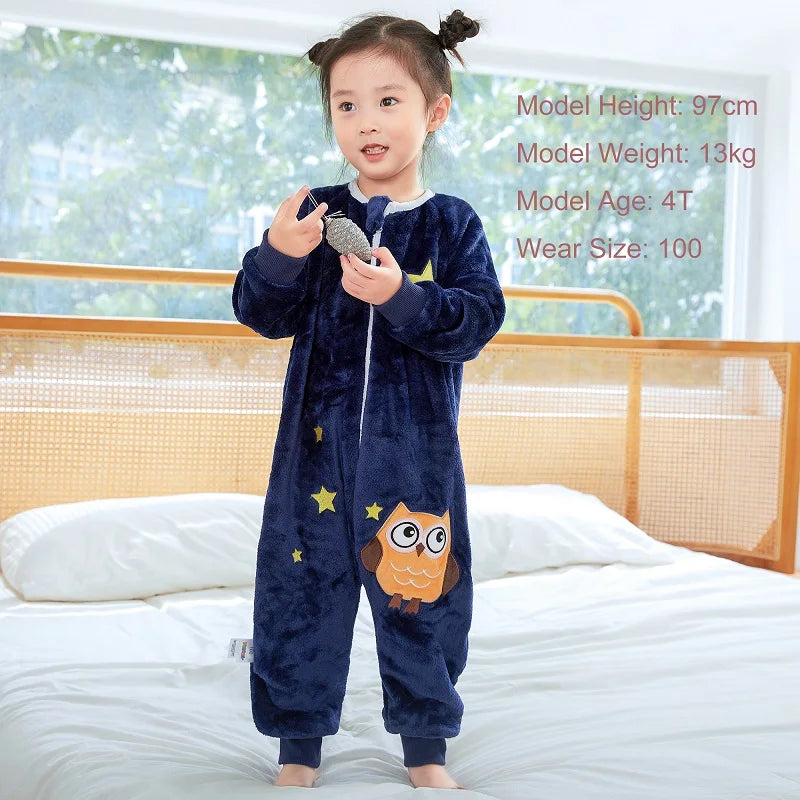 MICHLEY Baby Sleeping Bag Flannel Children Pajamas Warm Winter Clothes Toddler Sack Sleepsack Bedding For Girls Boys Kids 1-6T