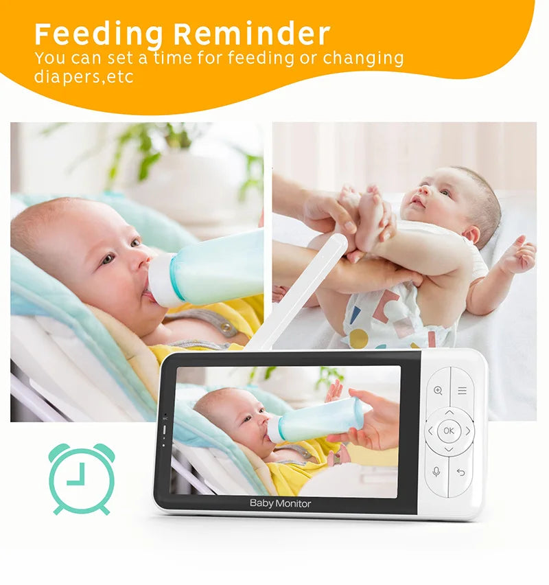 BABY 6T Baby Monitor 1080P HD Camera 5''Screen  Night Vision  Audio and Video Nanny Security 3000mAh Battery Temperature Monitor