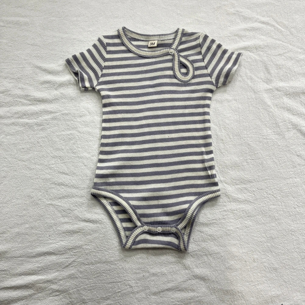 Newborns Onesies Summer Baby Bodysuits Round Necks Solid Color Tights Comfortable Cute Romper Clothing 3-12M