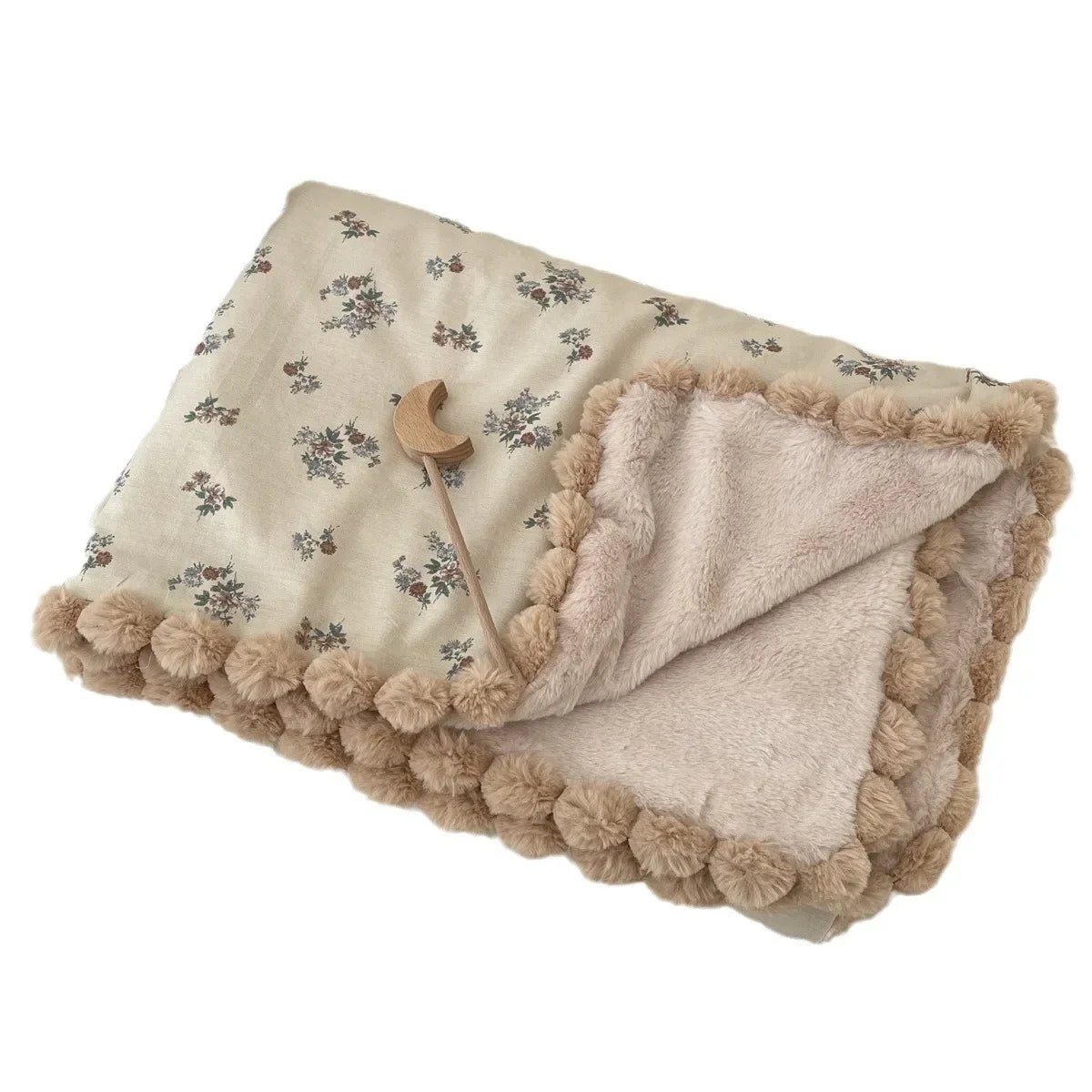 Warm Winter Blanket Newborn Baby Cover Floral Comforting Quilt Pompom Children's Stroller Seat Blankets Baby Bedding Swaddle