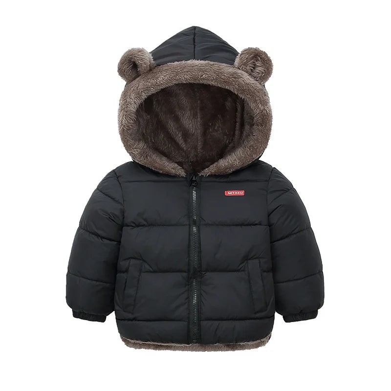 Baby Boys Girls Thick Jackets Winter Hooded Cotton Outerwear Children's Cashmere Padded Fleece Coat Kids Warm Snowsuit Clothes