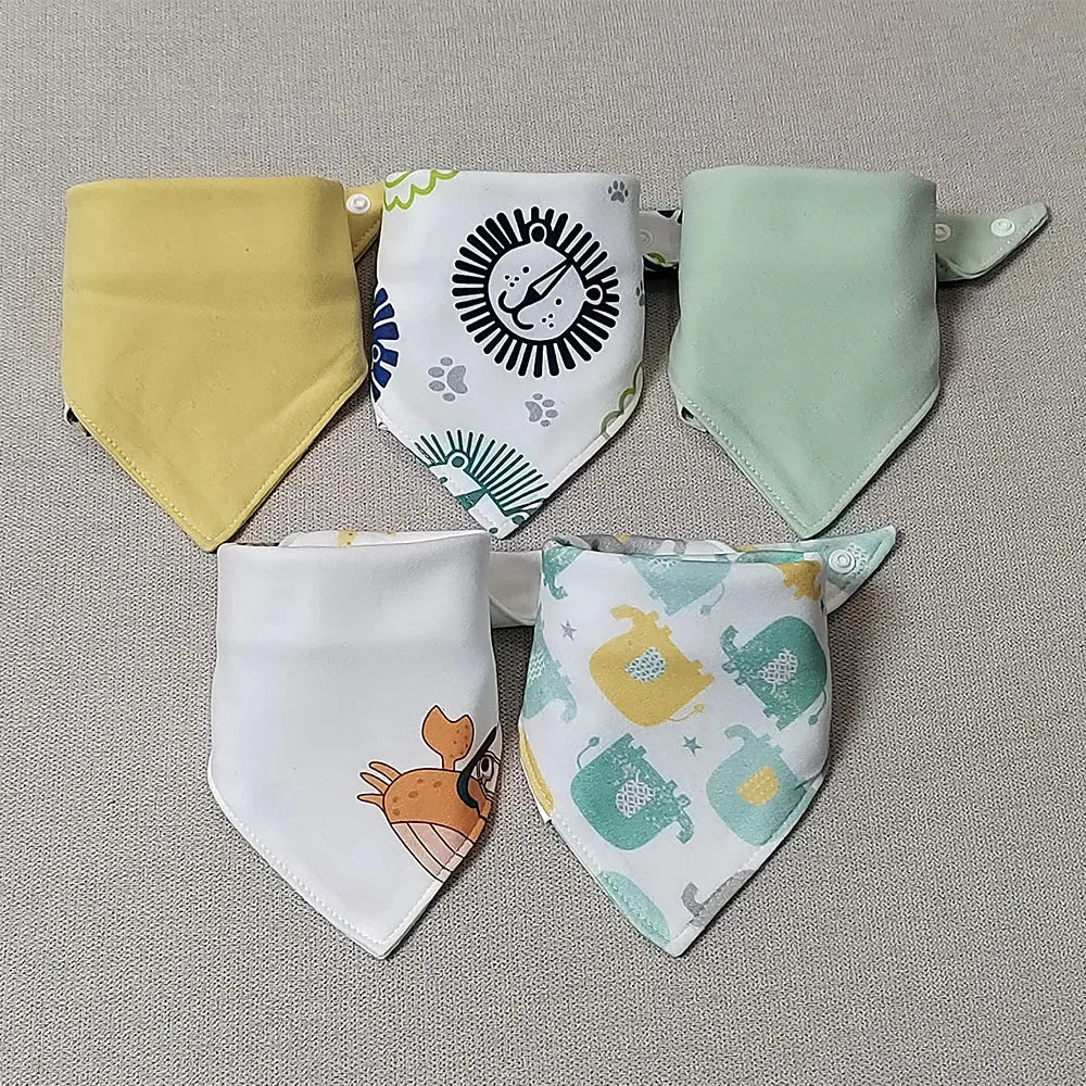 Baby Bandana Drool Bibs For Unisex Boys Girls 5 Pieces Baby Feeding Burp Cloth Cotton Saliva Towel Drool Bib Newborn Accessories