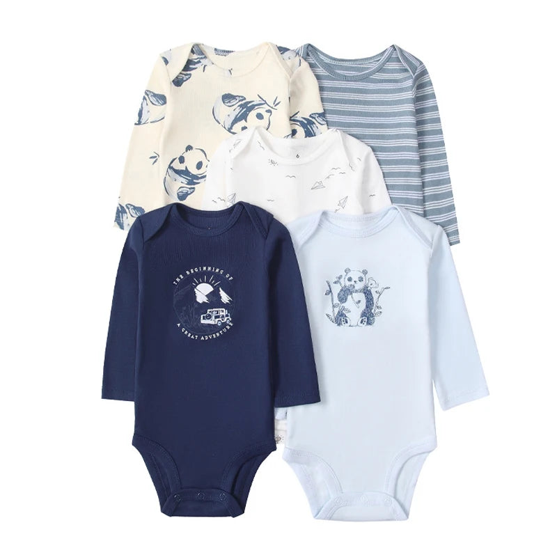 IYEAL Baby Boys Girls Bodysuits 5PCS/lot Long Sleeve 100% Cotton Babies Clothes 0-24 Months Newborn Body Bebe Jumpsuit Clothing