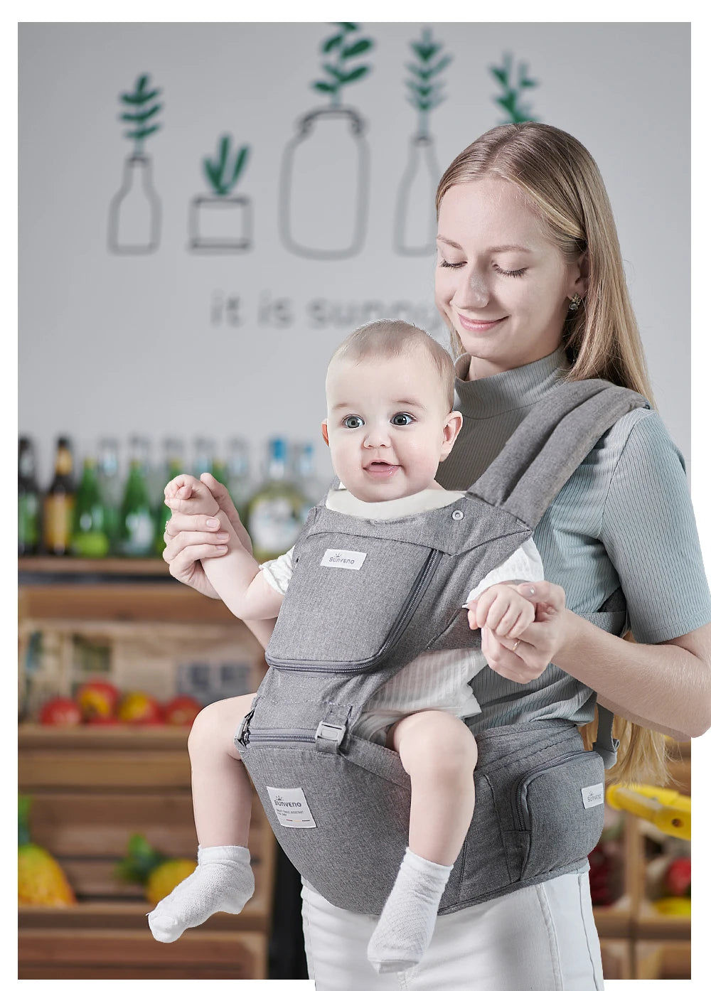 Sunveno Baby Carrier Infant Hip Seat Carrier Bebe Kangaroo Sling for Newborns Backpack Carrier Baby Travel Activity Gear