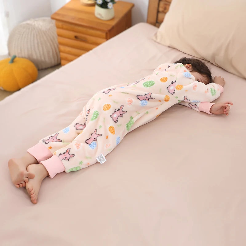 MICHLEY Baby Sleeping Bag Flannel Children Pajamas Warm Winter Clothes Toddler Sack Sleepsack Bedding For Girls Boys Kids 1-6T