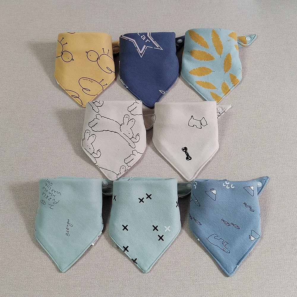 8 Pieces Baby Bibs Bandana Triangle Cotton Soft Infant Feeding Burp Cloth Newborn Teething Slaiva Towel Boy Girl Accessories