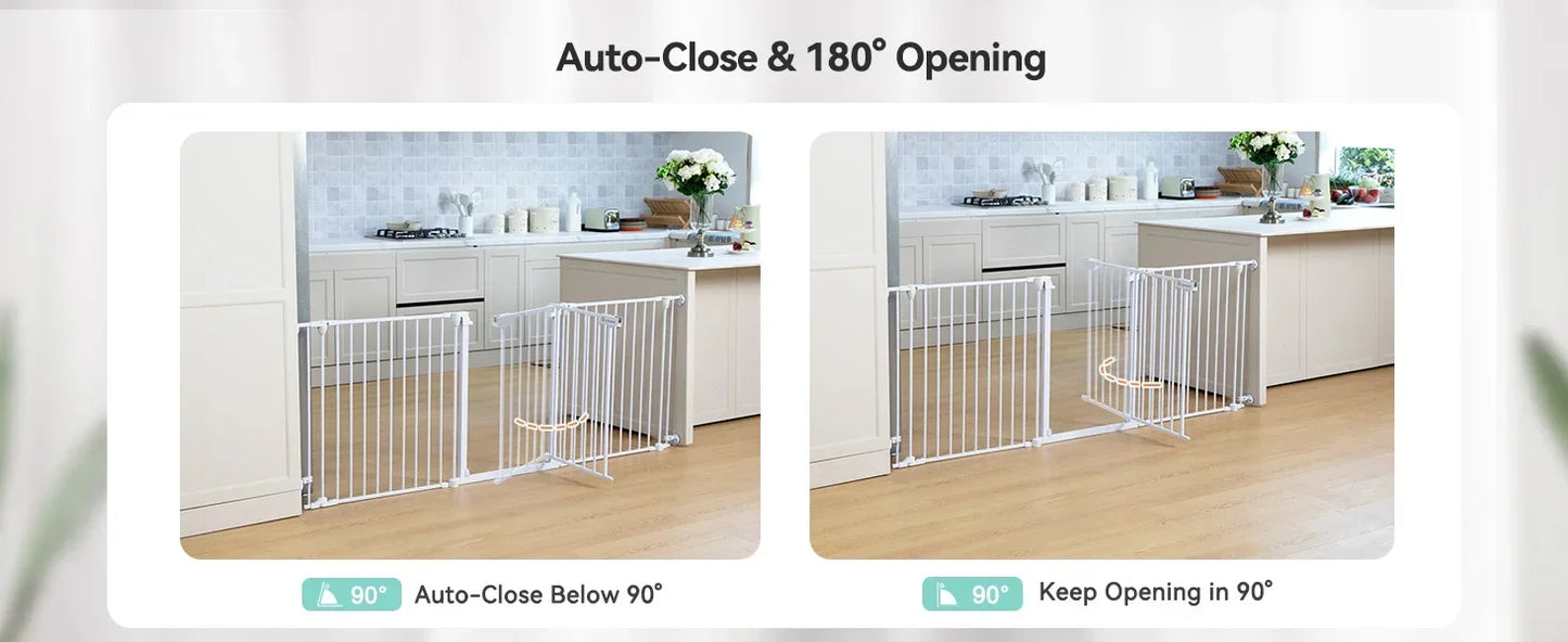 198-inch ultra wide baby door, pet door, used for house staircase entrance, adjustable 3-in-1 safety door white