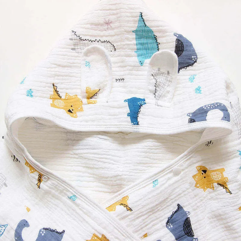 Increased Thickened Hooded Design Baby Bath Towel Pure Cotton Children's Breathable Cloak Cute Printed Baby Universal Bathrobe