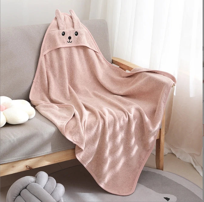 Newborn Bath Towel Cartoon Animal Hood Coral Fleece Cloak Cute Soft Infant Wrap Blanket Absorbent Bathrobe Boy Girl Babys Stuff