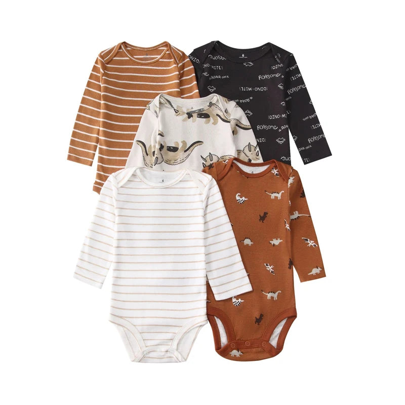 IYEAL 5PCS/lot Baby Boys Clothing Girls Bodysuits Long Sleeve 100% Cotton Baby Clothes 0-24 Months Newborn Body Bebe Jumpsuit