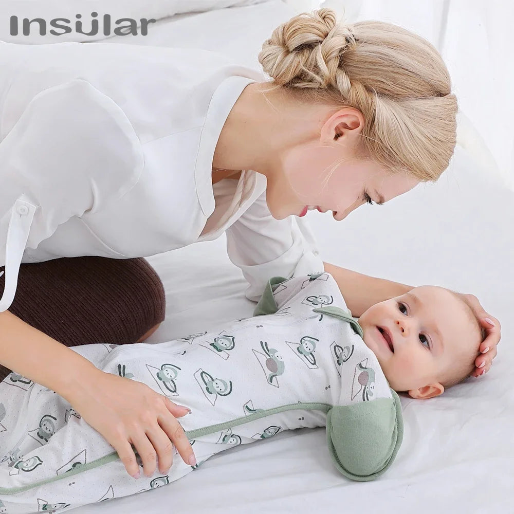 Insular Sleeping Bag For Newborn Cotton Baby Swaddling Cartoon  Parisac Bedding Muslin Anti-kick Jumpsuits 0-18 Months