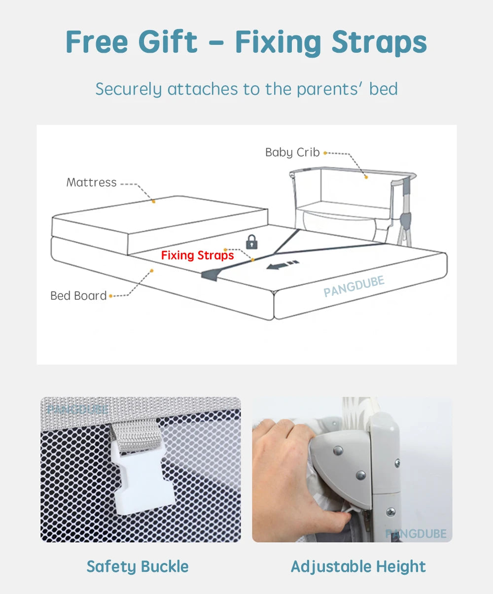 PANGDUBE Multifunctional Baby Crib 0 to 3 Years Old Newborn  Baby Bed 104*76cm Cribs with Changing Table,Playpen,Co-sleeping Bed