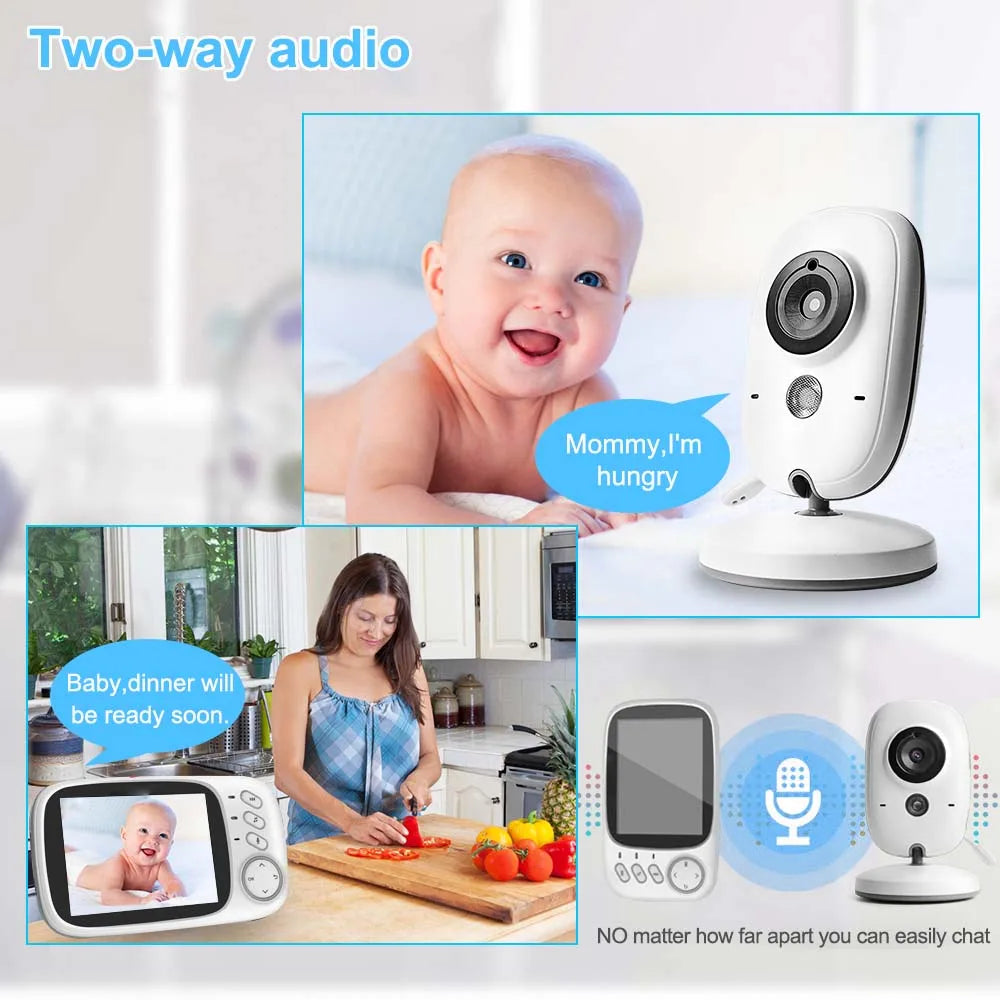 VB603 3.2'' Video Baby Monitor Two-way Audio Night Vision 2.4G Mother Kids Pet Surveillance Camera Temperature Monitoring Screen