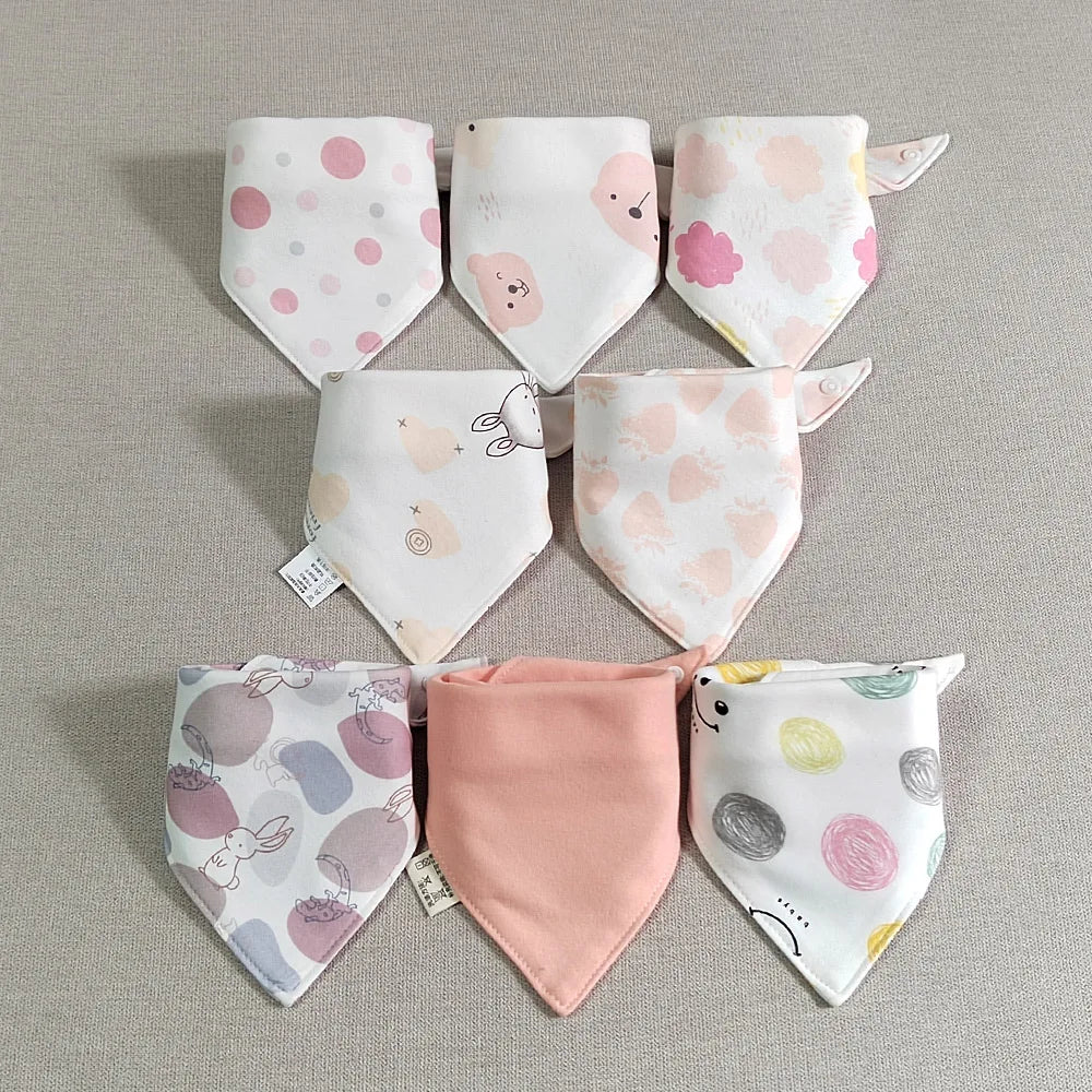 8 Pieces Baby Bibs Bandana Triangle Cotton Soft Infant Feeding Burp Cloth Newborn Teething Slaiva Towel Boy Girl Accessories