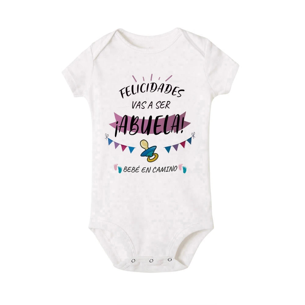 Congratulations on Becoming A Grandma Grandpa Print Bodysuit Pregnancy Announcement Clothes Baby Reveal Romper for Grandparents