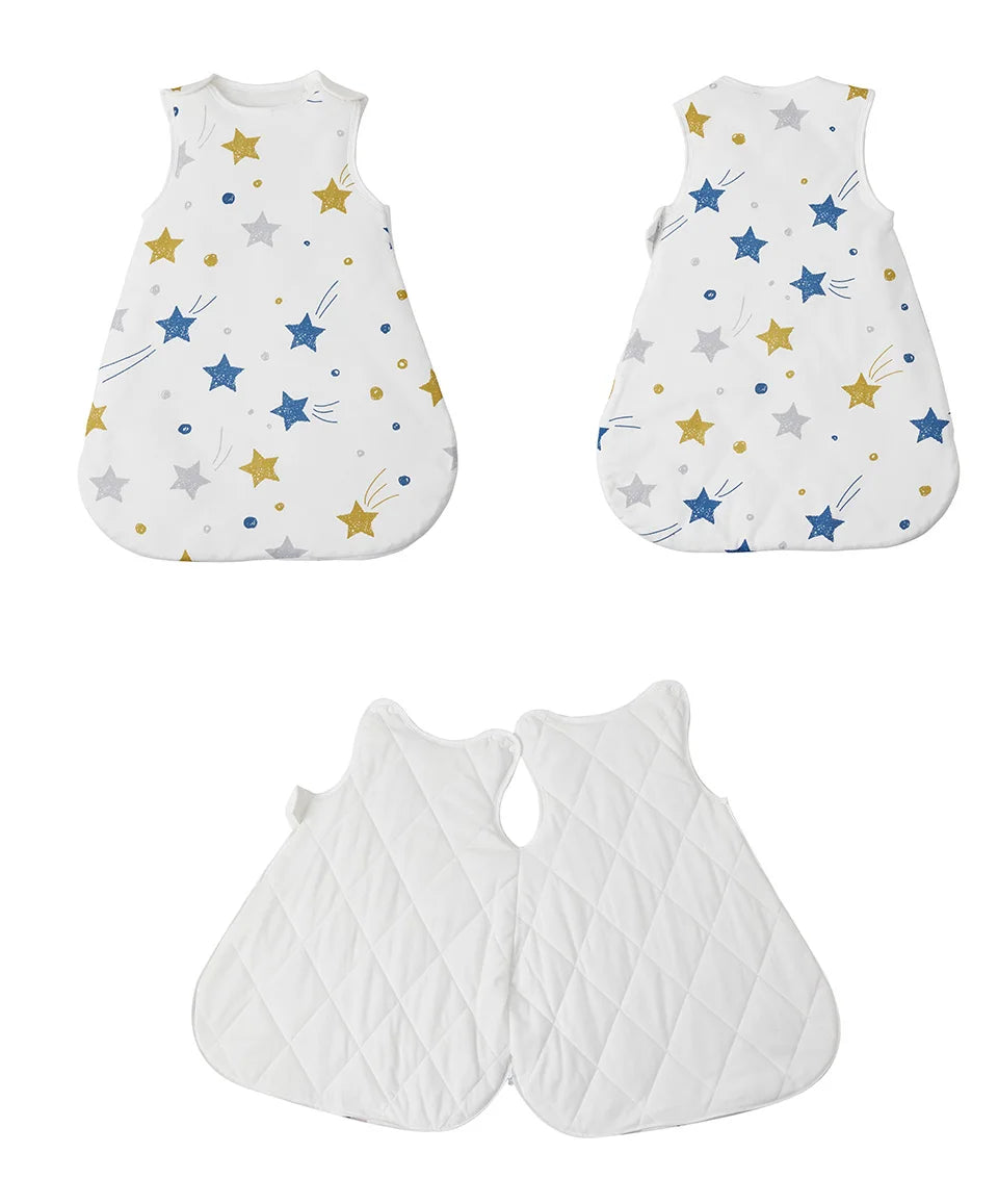 Sleeping Bags For Baby 0-24 Months Anti-Kick Blanket Infant Quilt Sleepwear 2.5Tog Stars Print Spring 100%Cotton Vest Sleepsacks