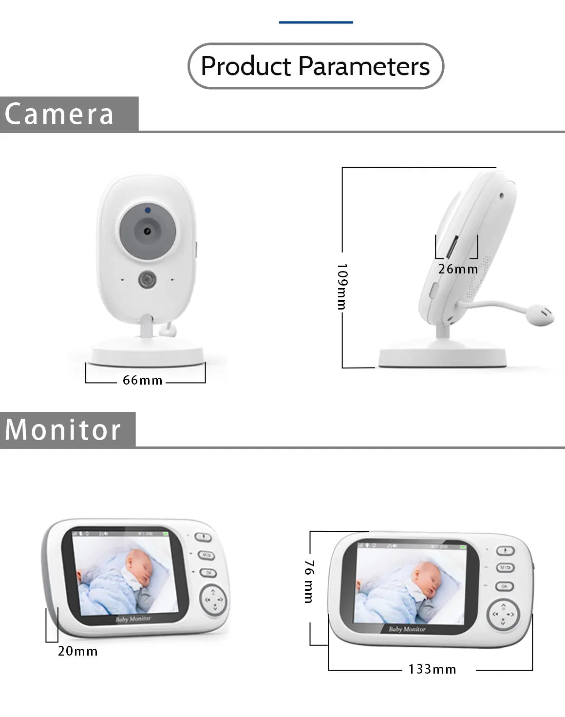 ABM600 Baby Monitor 3.5 Inch Baby Monitor Camera LCD 2.4G Mother Kid Two-way Audio Babysitter Surveillance Camera Video Radio