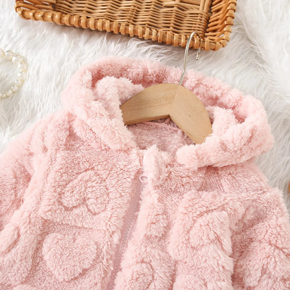 (6 Months -3 Years Old) New Pink Hooded Baby Girl Long Sleeved Coat, Windproof And Warm Children'S Clothing For Spring And Autum