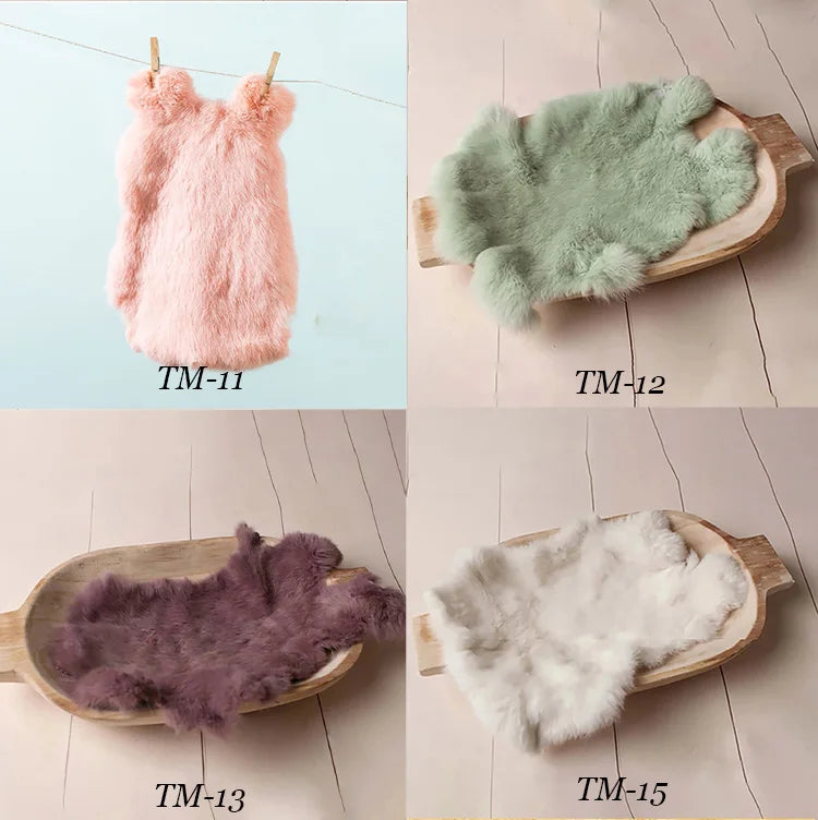 16 Colours Rabbit Fur Blankets of Newborn Photography Props Basket Filling Props Blanket Bunny Wool Background Photo Accessories