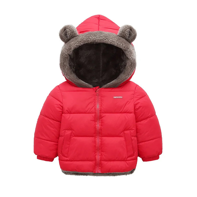 Baby Boys Girls Thick Jackets Winter Hooded Cotton Outerwear Children's Cashmere Padded Fleece Coat Kids Warm Snowsuit Clothes