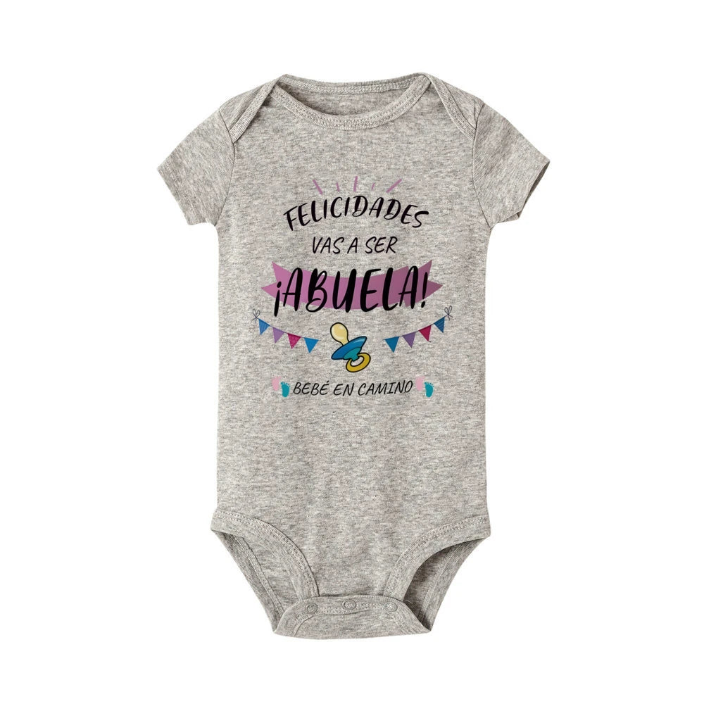 Congratulations on Becoming A Grandma Grandpa Print Bodysuit Pregnancy Announcement Clothes Baby Reveal Romper for Grandparents