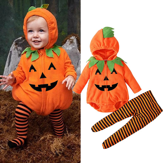 Newborn Infant Baby Girls Boys Halloween Clothes Sets Long Sleeve Fleece Zipper Hooded Romper Baby Girls Outfits for Newborns