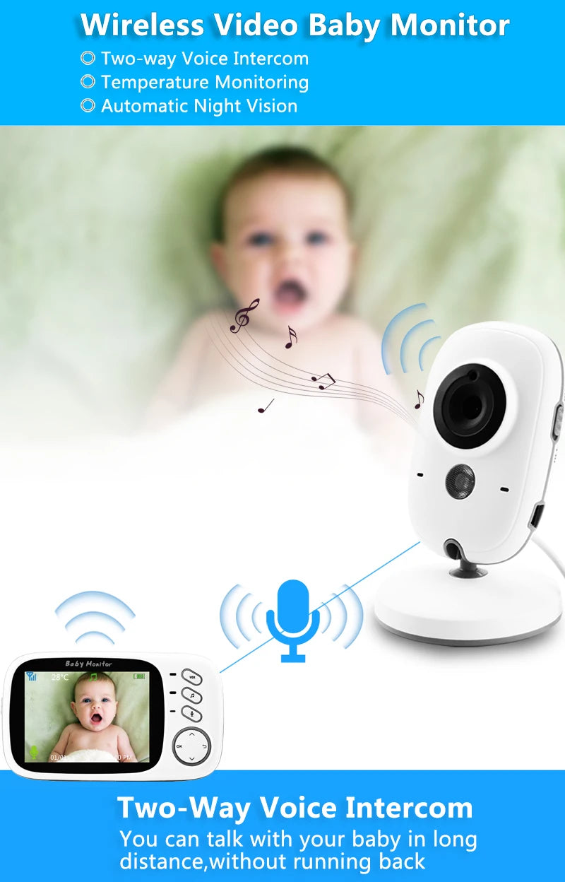 Baby Video Monitor Smart Home Cry Alarm Security Surveillance Temperature Monitoring Wireless Monitor Infrared Night Vision Toy