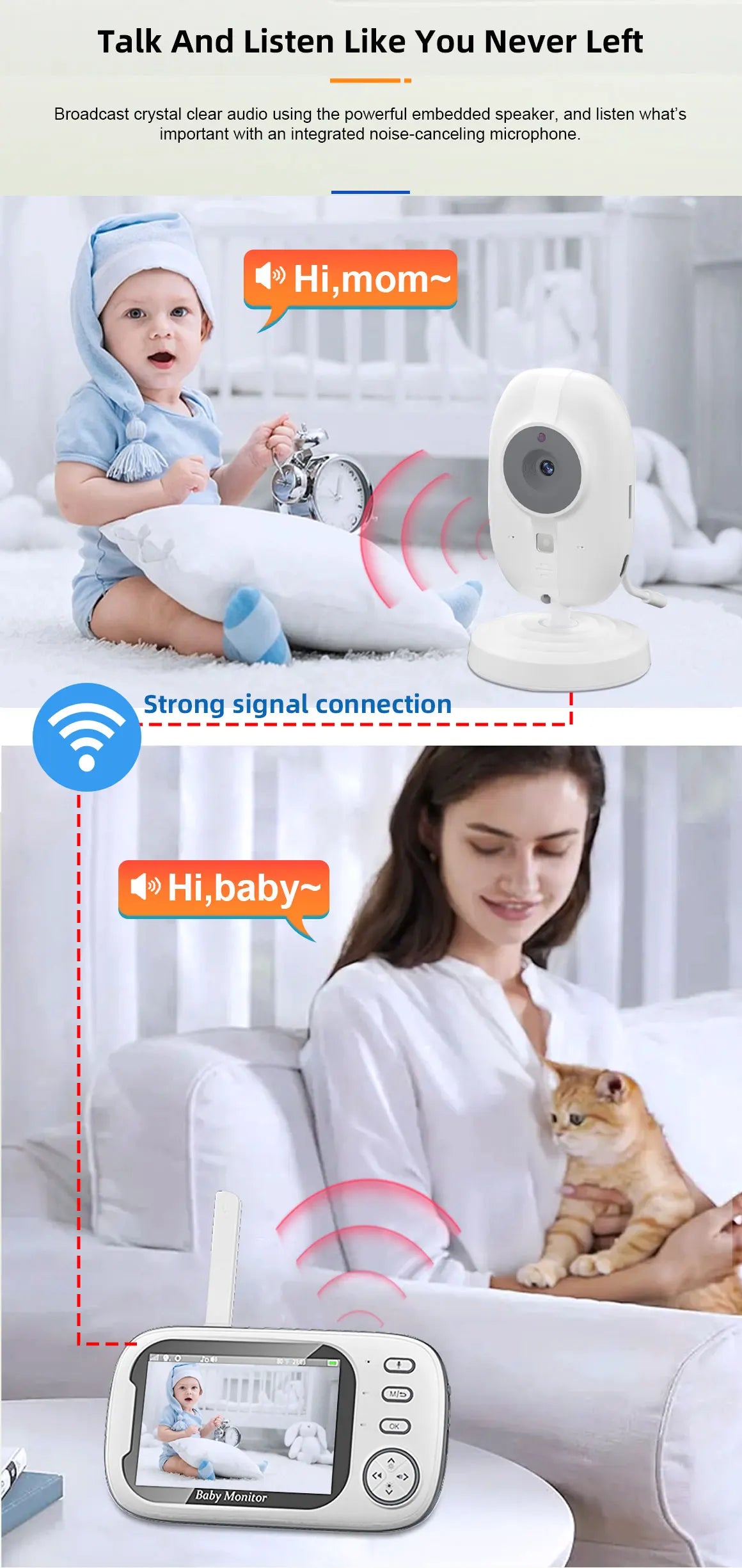 ABM600 Baby Monitor 3.5 Inch Baby Monitor Camera LCD 2.4G Mother Kid Two-way Audio Babysitter Surveillance Camera Video Radio