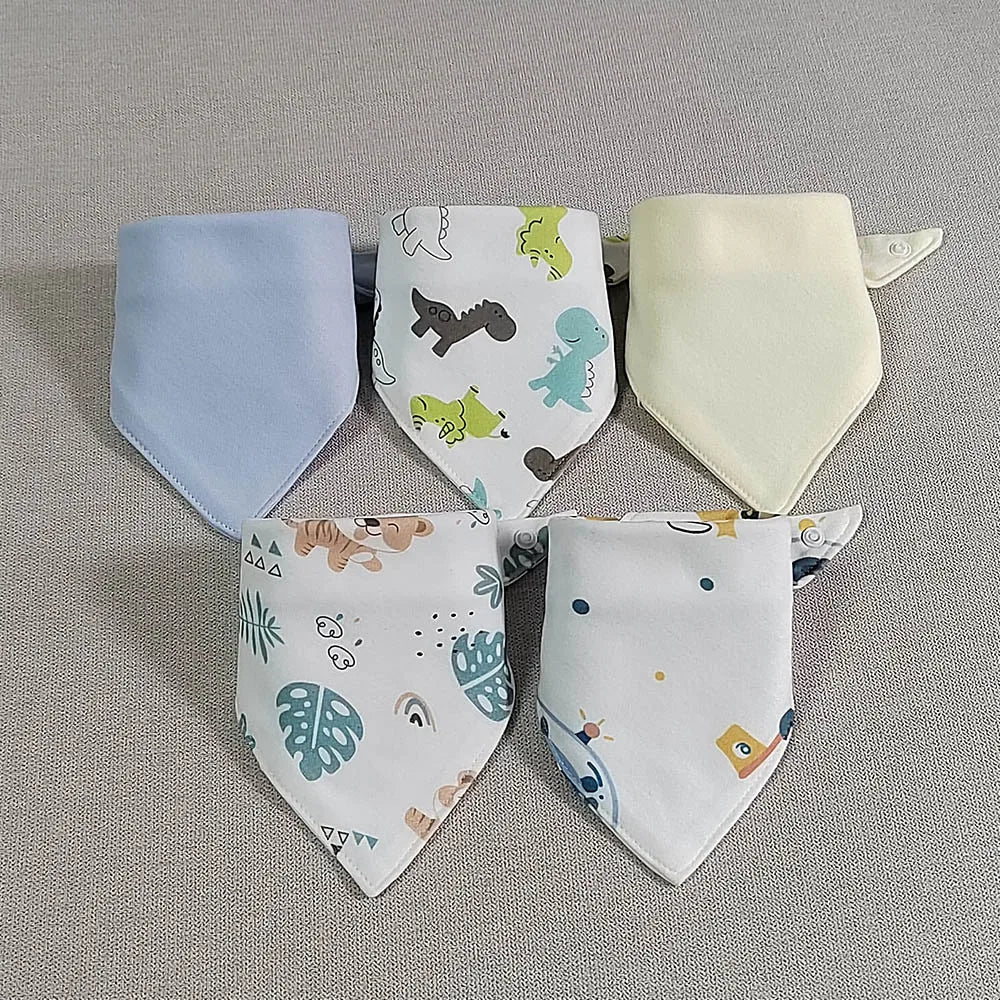 Baby Bandana Drool Bibs For Unisex Boys Girls 5 Pieces Baby Feeding Burp Cloth Cotton Saliva Towel Drool Bib Newborn Accessories