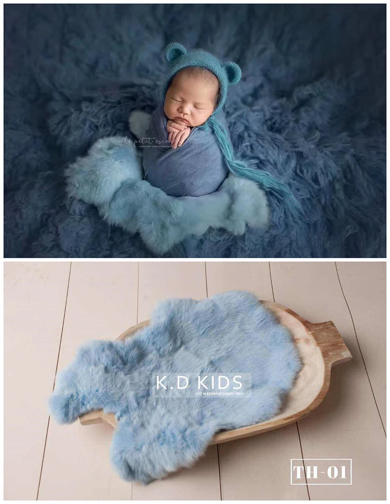 Newborn Photography Accessories Baby Blankets Natural Rabbit Fur Rug Infant Shoot Prop Soft Basket Filler Studio Photo Props