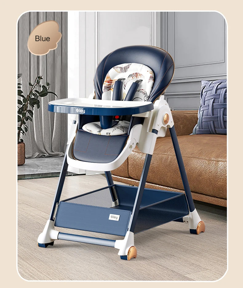 Luxury Baby High Chair with Removable Seat and Tray Adjustable Height Baby Feeding Chair Assembly-free dining chair