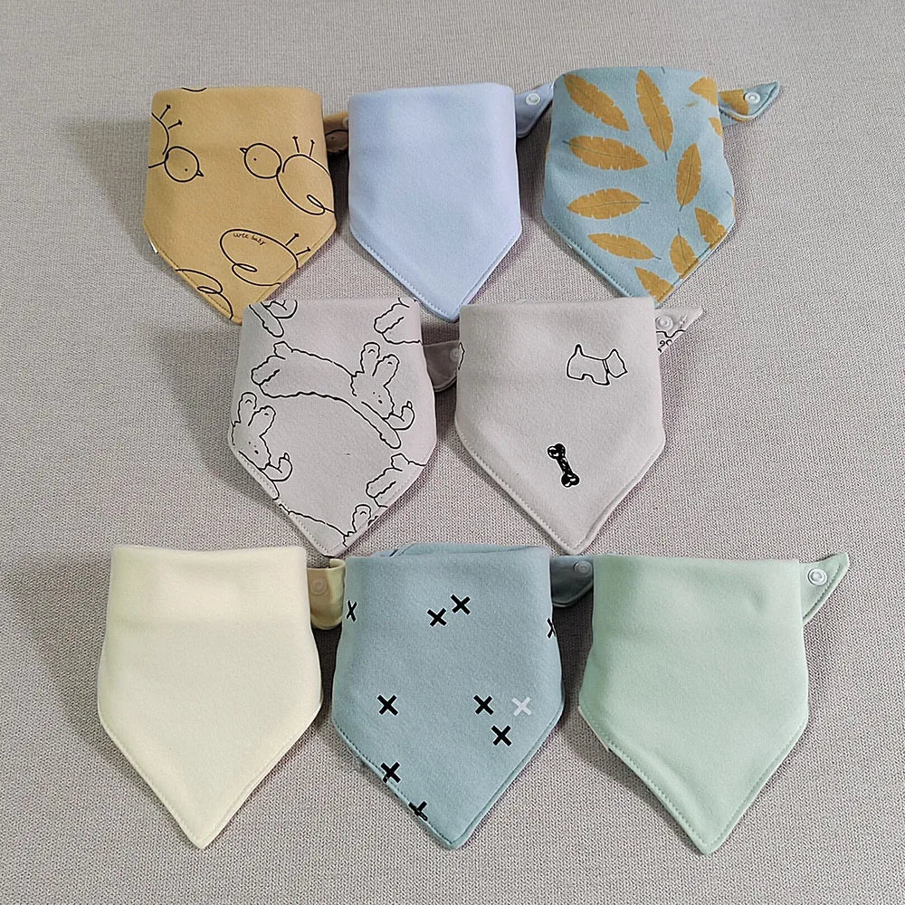 8 Pieces Baby Bibs Bandana Triangle Cotton Soft Infant Feeding Burp Cloth Newborn Teething Slaiva Towel Boy Girl Accessories