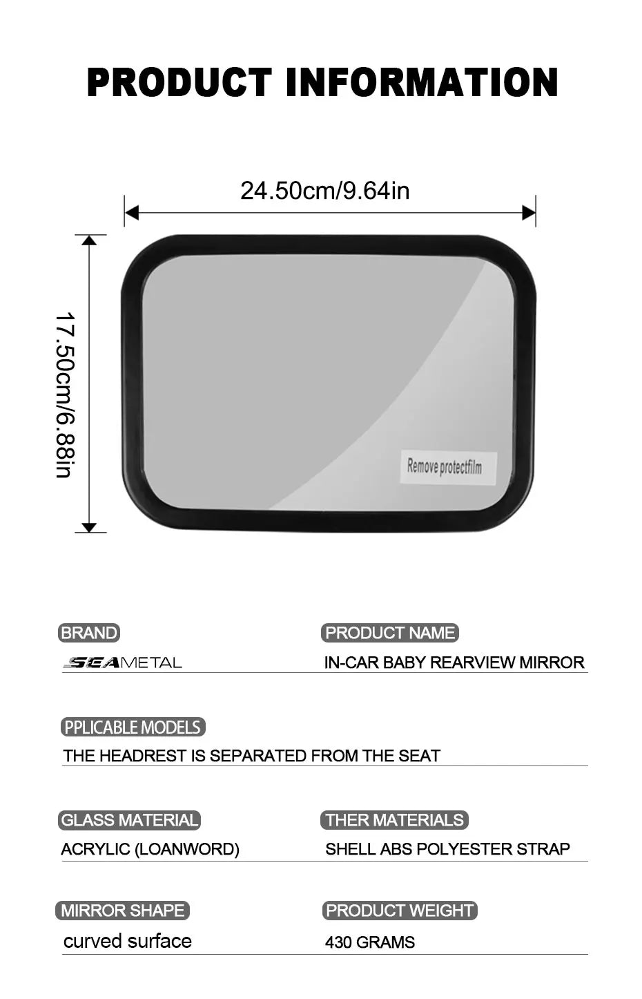 Baby Monitor Mirror Interior Car Seat Back Headrest Mirror For Baby Mirrors Kids Rear Seat Safety Monitor 360 Degree Rotation