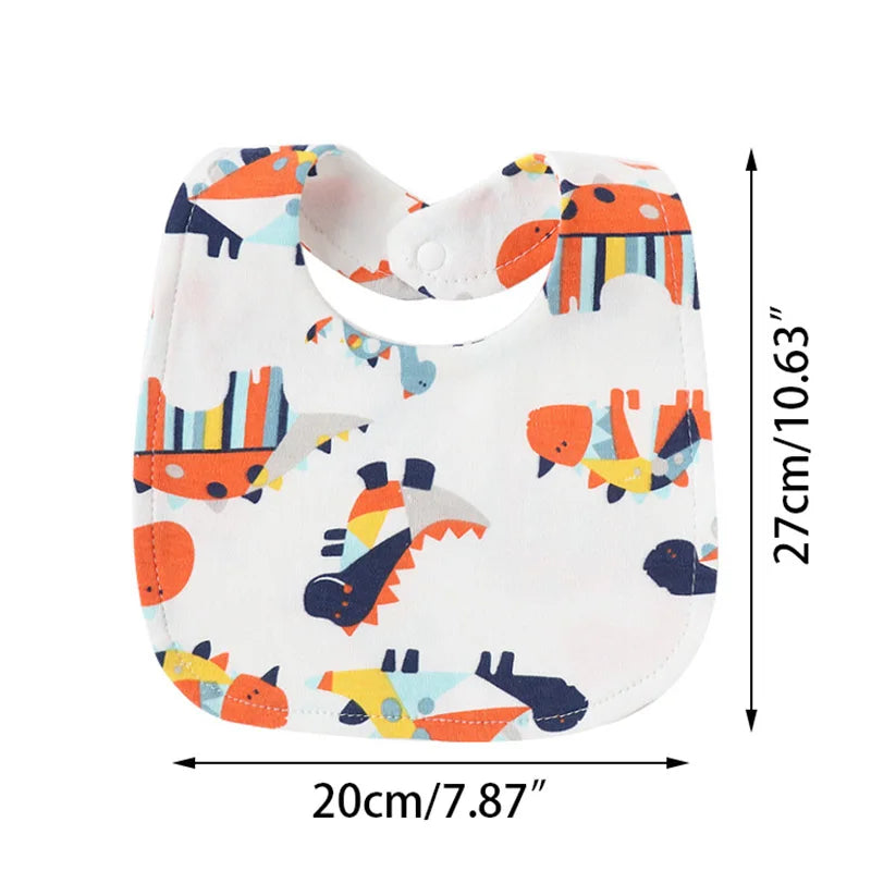 4Pcs/lot Infant Saliva Towel Cute Printed Baby Girls Bibs Double Layer Cotton Saliva Pocket Boys Absorbent Newborn Burp Cloths