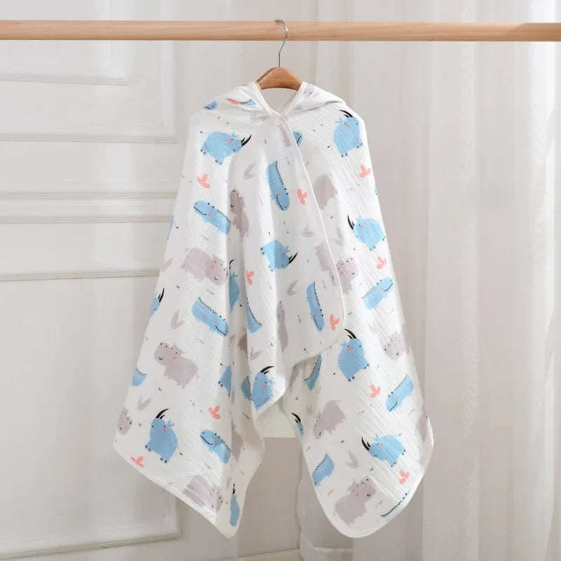 Increased Thickened Hooded Design Baby Bath Towel Pure Cotton Children's Breathable Cloak Cute Printed Baby Universal Bathrobe