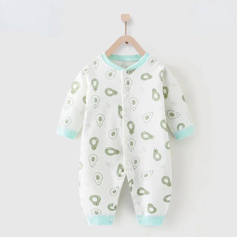 Baby One-piece Clothes Long-sleeved Cotton Newborn Pajamas Rompers Baby Air-conditioned Clothes Spring and Autumn