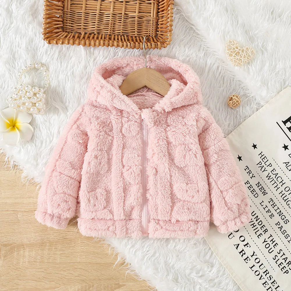 (6 Months -3 Years Old) New Pink Hooded Baby Girl Long Sleeved Coat, Windproof And Warm Children'S Clothing For Spring And Autum