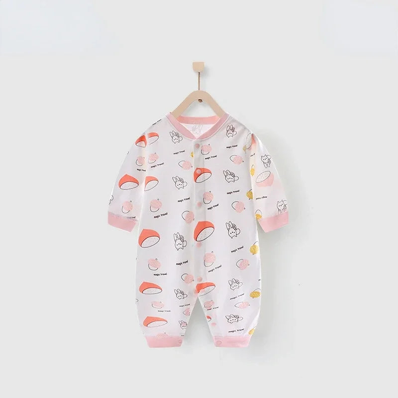 Baby One-piece Clothes Long-sleeved Cotton Newborn Pajamas Rompers Baby Air-conditioned Clothes Spring and Autumn