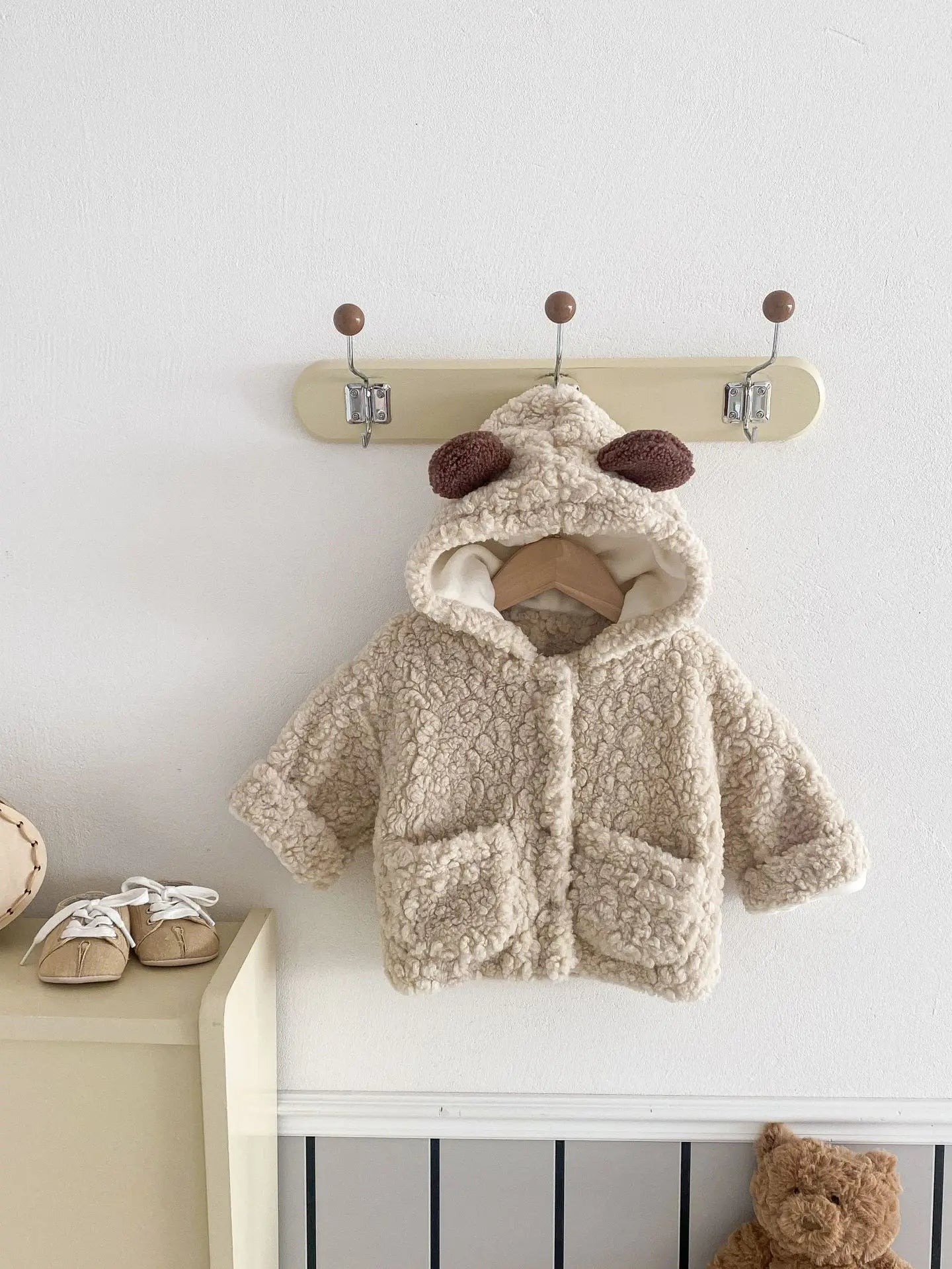 Baby Clothes 2024 Winter Toddler Boy Coat Bear Ear Hooded Infant Girls Plus Velvet Thick Warm Jackets