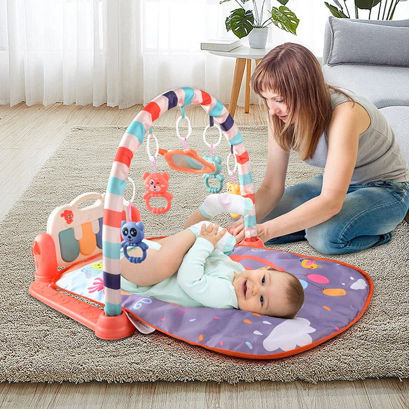 Baby Gyms Play Mats Musical Activity Center Kick Piano Tummy Time Padded Early Education Toys for Newborn Toddler Infants Gifts