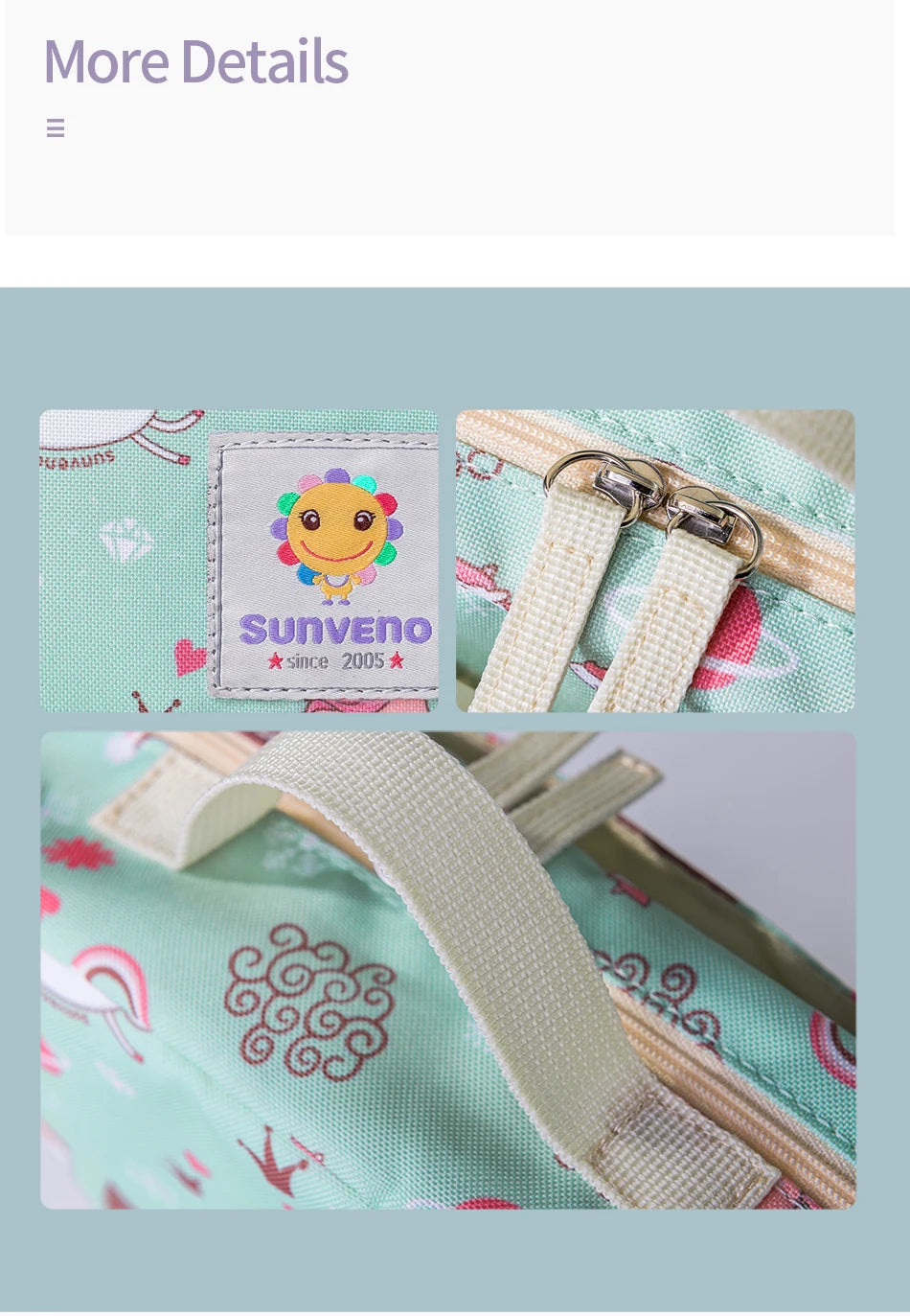 Sunveno Baby Diaper Bags Maternity Bag for Disposable Reusable Fashion Prints Wet Dry Diaper Bag for Disposable Diaper 2 Size