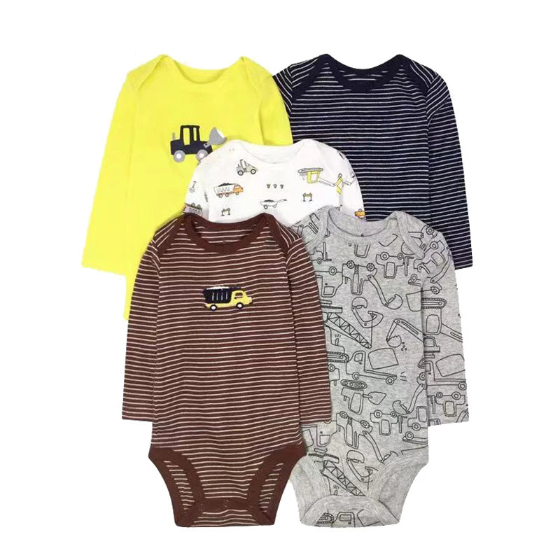 IYEAL Baby Boys Girls Bodysuits 5PCS/lot Long Sleeve 100% Cotton Babies Clothes 0-24 Months Newborn Body Bebe Jumpsuit Clothing