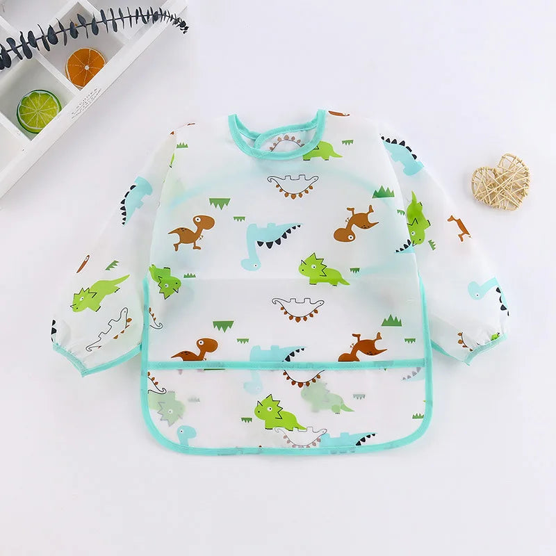 Baby Bibs New Cute Children Baby Stuff Toddler Waterproof Long Sleeve Art Smock Feeding Bib Apron for Kids 0-6 Years Dropshiping