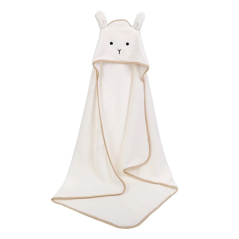 Newborn Bath Towel Cartoon Animal Hood Coral Fleece Cloak Cute Soft Infant Wrap Blanket Absorbent Bathrobe Boy Girl Babys Stuff