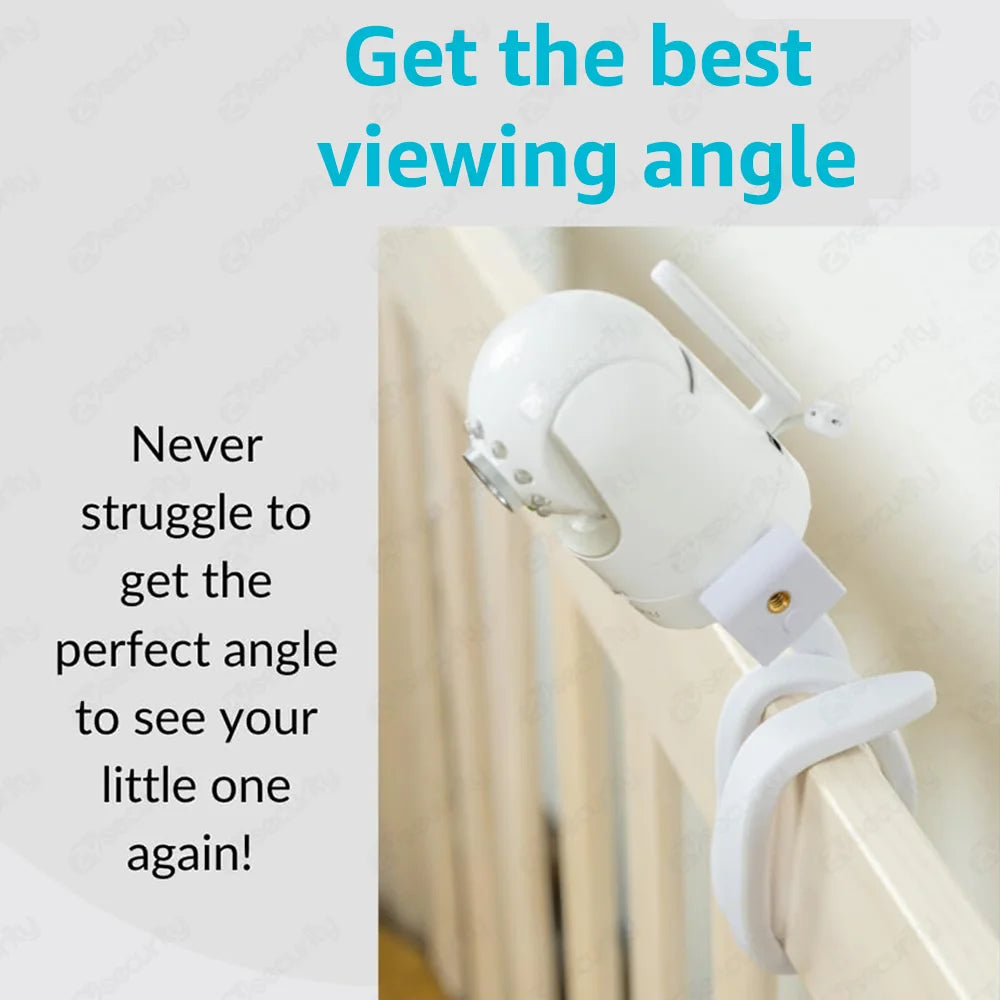 Universal Baby Monitor Holder Longer White Flexible Silicon Baby Camera Stand, Ideal IP Camera Mount Hole-Free Crib Cradle Rod