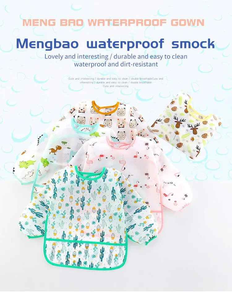 1 PCS Cute Bibs Baby Waterproof Long Sleeve Apron