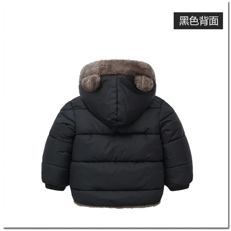 Baby Boys Girls Thick Jackets Winter Hooded Cotton Outerwear Children's Cashmere Padded Fleece Coat Kids Warm Snowsuit Clothes