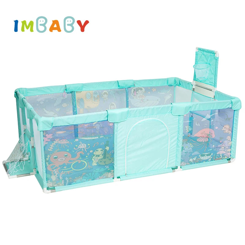 IMBABY Baby Playpens Cartoon Baby corral With Protective Angle Baby Playground Safety Activities for Baby Balls Pool Park