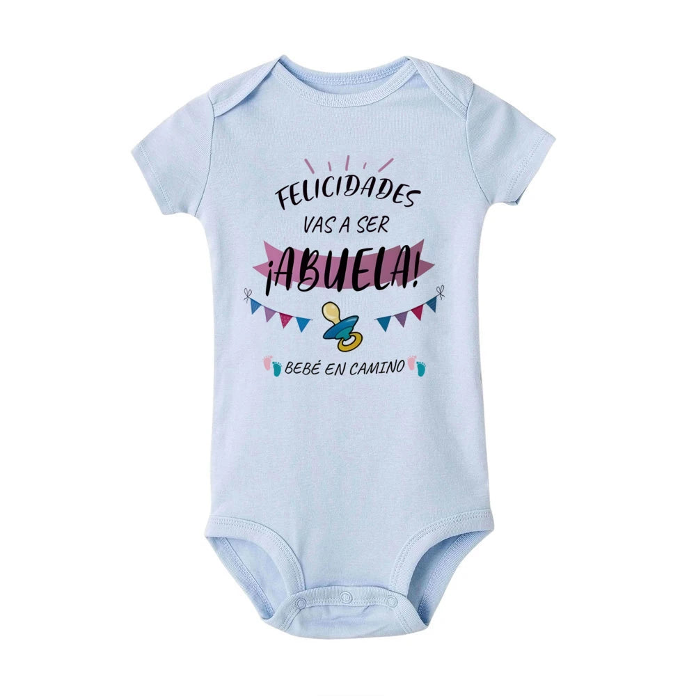 Congratulations on Becoming A Grandma Grandpa Print Bodysuit Pregnancy Announcement Clothes Baby Reveal Romper for Grandparents